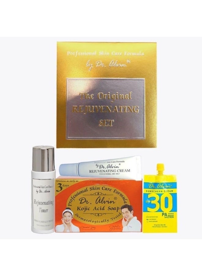 Dr. Alvin Original Rejuvenating Set with Kojic Acid Soap, Toner, Rejuvenating Cream and SPF 30 Sunscreen for Brighter, Smoother, Clearer and Younger Looking Skin - Image 3